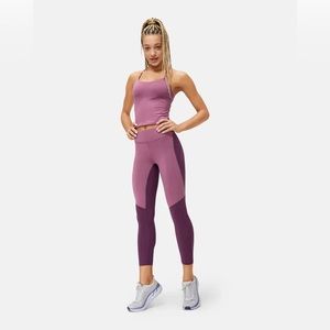 Outdoor Voices TechSweat 7/8 Leggings in Plum and Mauve Color Block Size XS